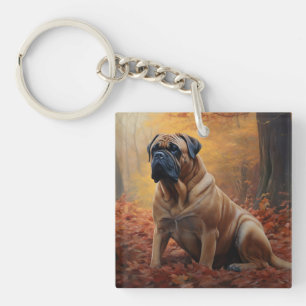 Bullmastiff im Herbst Leaves Fall Inspiriert Schlüsselanhänger