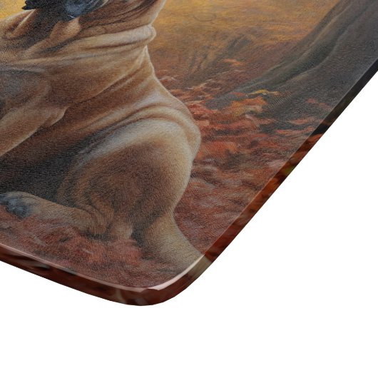 Bullmastiff im Herbst Leaves Fall Inspiriert Schneidebrett (Ecke)