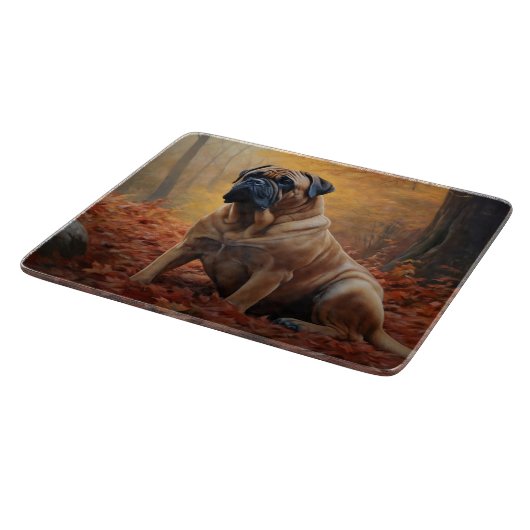 Bullmastiff im Herbst Leaves Fall Inspiriert Schneidebrett (Ecke)