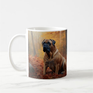 Bullmastiff im Herbstlaubfall inspiriert Kaffeetasse