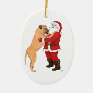 Bullmastiff Jowly Weihnachtsgruß Keramikornament