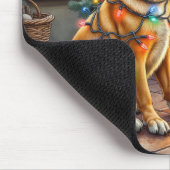 Bullmastiff-Kamin mit Weihnachtslichtern Mousepad (Ecke)