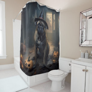 Bullmastiff-Kürbisse Halloween Gruselig Duschvorhang