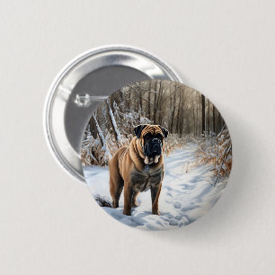 Bullmastiff Lass es schneien Weihnachten Button
