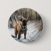Bullmastiff Let It Schnee Weihnachten Button (Vorderseite)