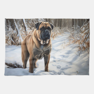 Bullmastiff Let It Schnee Weihnachten Geschirrtuch