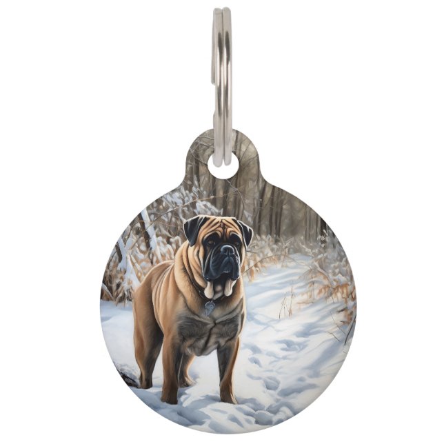 Bullmastiff Let It Schnee Weihnachten Haustiermarke (Vorderseite)