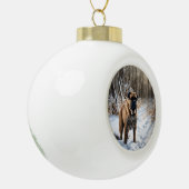 Bullmastiff Let It Schnee Weihnachten Keramik Kugel-Ornament (Links)