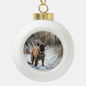 Bullmastiff Let It Schnee Weihnachten Keramik Kugel-Ornament (Vorderseite)