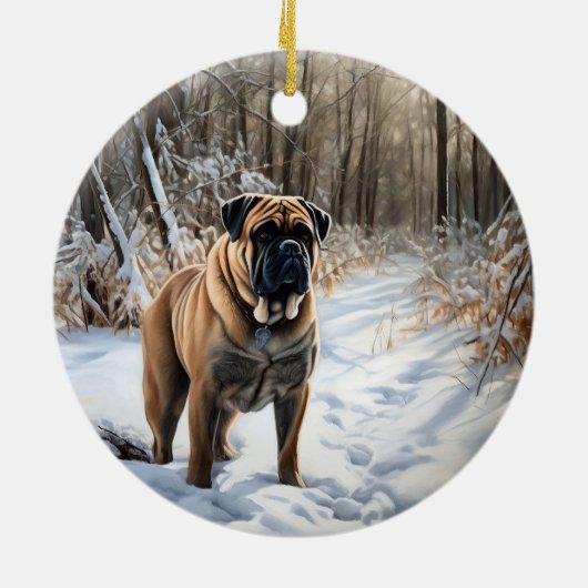 Bullmastiff Let It Schnee Weihnachten Keramik Ornament (Hinten)