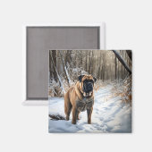 Bullmastiff Let It Schnee Weihnachten Magnet (Vorderseite/Rückseite)