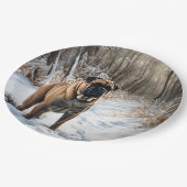 Bullmastiff Let It Schnee Weihnachten Pappteller (Schrägansicht)