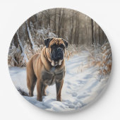 Bullmastiff Let It Schnee Weihnachten Pappteller (Vorderseite)