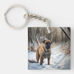 Bullmastiff Let It Schnee Weihnachten Schlüsselanhänger