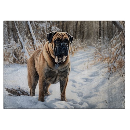 Bullmastiff Let It Schnee Weihnachten Schneidebrett (Vorderseite)