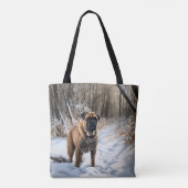 Bullmastiff Let It Schnee Weihnachten Tasche (Rückseite)