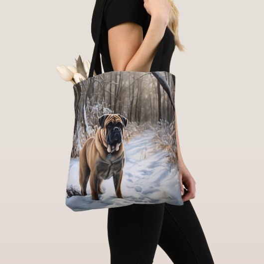 Bullmastiff Let It Schnee Weihnachten Tasche (Von Nahem)