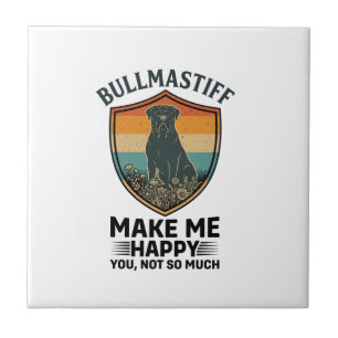 Bullmastiff Mach mich glücklich Hund Shield Retro Fliese