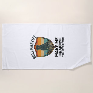 Bullmastiff Mach mich glücklich Hund Shield Retro Strandtuch
