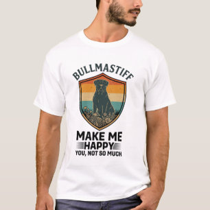 Bullmastiff Make Me Happy Hundeschild Retro-Sonnen T-Shirt