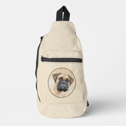 Bullmastiff Malerei Fawn Red Sable Niedlich Hunde Crossbody Bag (Vorderseite)