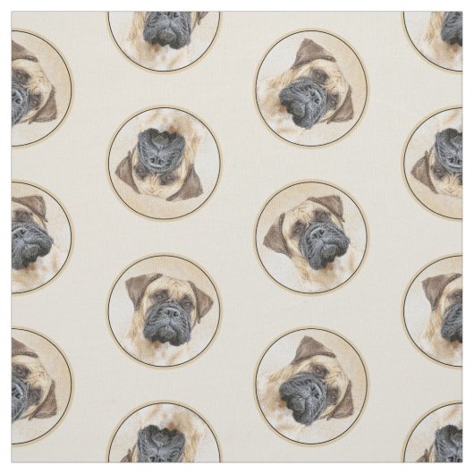 Bullmastiff Malerei Fawn Red Sable Niedlich Hunde Stoff (Muster)