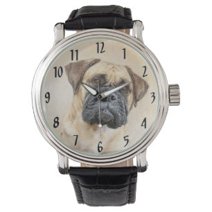 Bullmastiff-Malerei - Niedliche Original Dog Art Armbanduhr