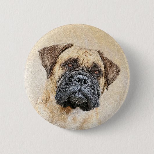 Bullmastiff-Malerei - Niedliche Original Dog Art Button (Vorderseite)