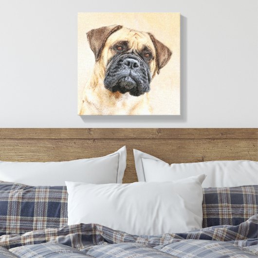 Bullmastiff-Malerei - Niedliche Original Dog Art Leinwanddruck (Insitu (Schlafzimmer))