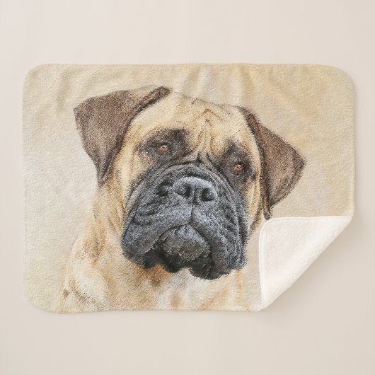 Bullmastiff-Malerei - Niedliche Original Dog Art Sherpadecke (Vorderseite (Horizontal))