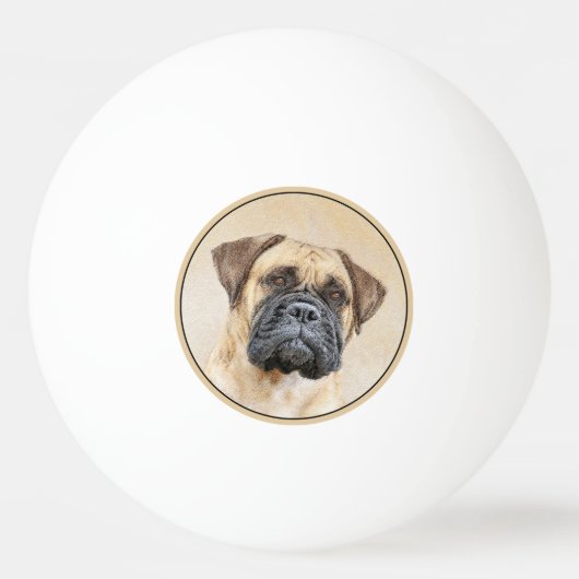Bullmastiff-Malerei - Niedliche Original Dog Art Tischtennisball (Rückseite)