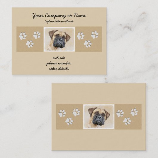 Bullmastiff-Malerei - Niedliche Original Dog Art Visitenkarte (Vorne/Hinten)