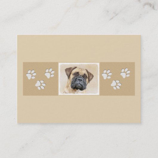 Bullmastiff-Malerei - Niedliche Original Dog Art Visitenkarte (Rückseite)