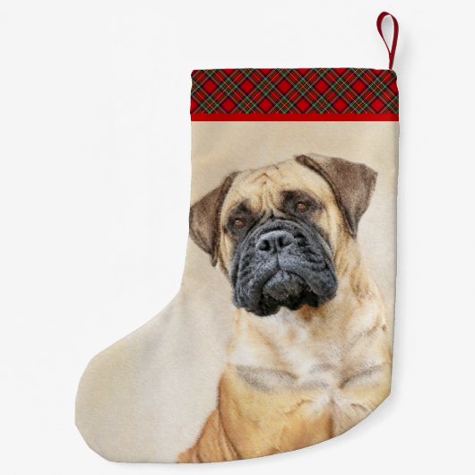 Bullmastiff-Malerei - Niedliche Original Hunde-Kun Kleiner Weihnachtsstrumpf (Rückseite)
