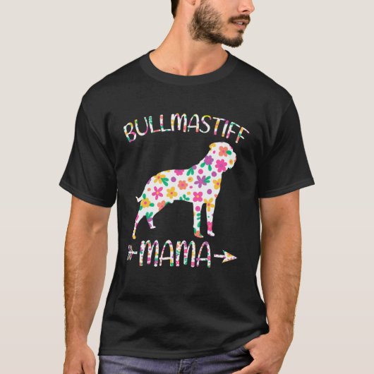 Bullmastiff Mama Floral Dog Mom Mothers Day T-Shirt (Vorderseite)
