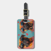 Bullmastiff mit Herz-Rose Valentinstag Gepäckanhänger (Vorderseite vertikal)