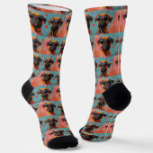 Bullmastiff mit Herz-Rose Valentinstag Socken (Gewinkelt)