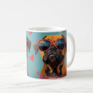 Bullmastiff mit Herz Rosen Valentinstag  Kaffeetasse