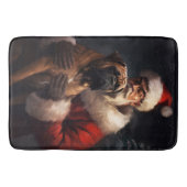 Bullmastiff mit Weihnachtsmann Weihnachten Badematte (Vorderseite)