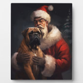 Bullmastiff mit Weihnachtsmann Weihnachten Fotoplatte (Vorderseite)