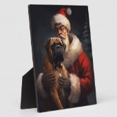 Bullmastiff mit Weihnachtsmann Weihnachten Fotoplatte (Seite)