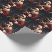 Bullmastiff mit Weihnachtsmann Weihnachten Geschenkpapier (Ecke)