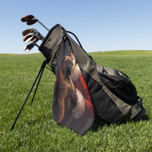 Bullmastiff mit Weihnachtsmann Weihnachten Golfhandtuch (Gras)