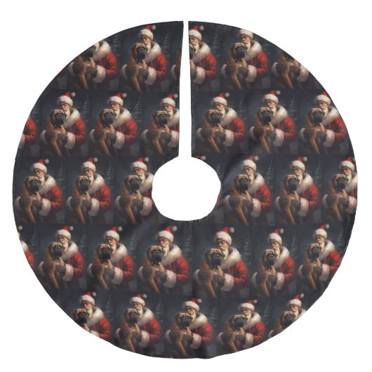 Bullmastiff mit Weihnachtsmann Weihnachten Polyester Weihnachtsbaumdecke (Vorderseite)