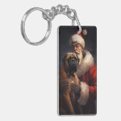 Bullmastiff mit Weihnachtsmann Weihnachten Schlüsselanhänger (Vorderseite links)