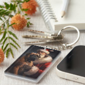 Bullmastiff mit Weihnachtsmann Weihnachten Schlüsselanhänger (Vorderseite rechts)