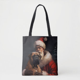 Bullmastiff mit Weihnachtsmann Weihnachten Tasche