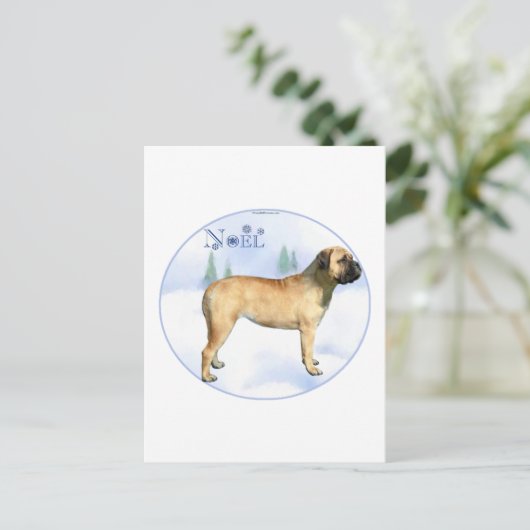 Bullmastiff Noel Postcard Feiertagspostkarte (Stehend Vorderseite)