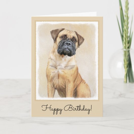Bullmastiff Painting - Cute Original Dog Art Karte (Vorderseite)