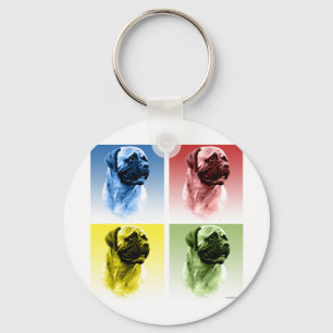 Bullmastiff Pop Art Schlüsselanhänger